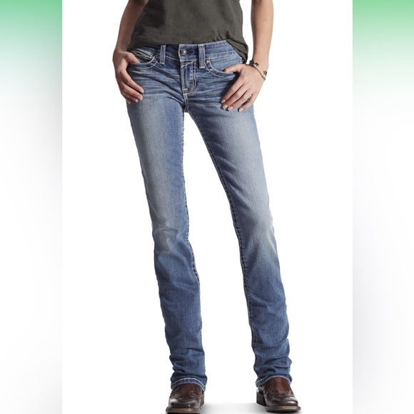 Ariat Women's R.E.A.L. Stretch Mid Rise Slim Fit Straight Leg Jeans - Rainstorm (Closeout